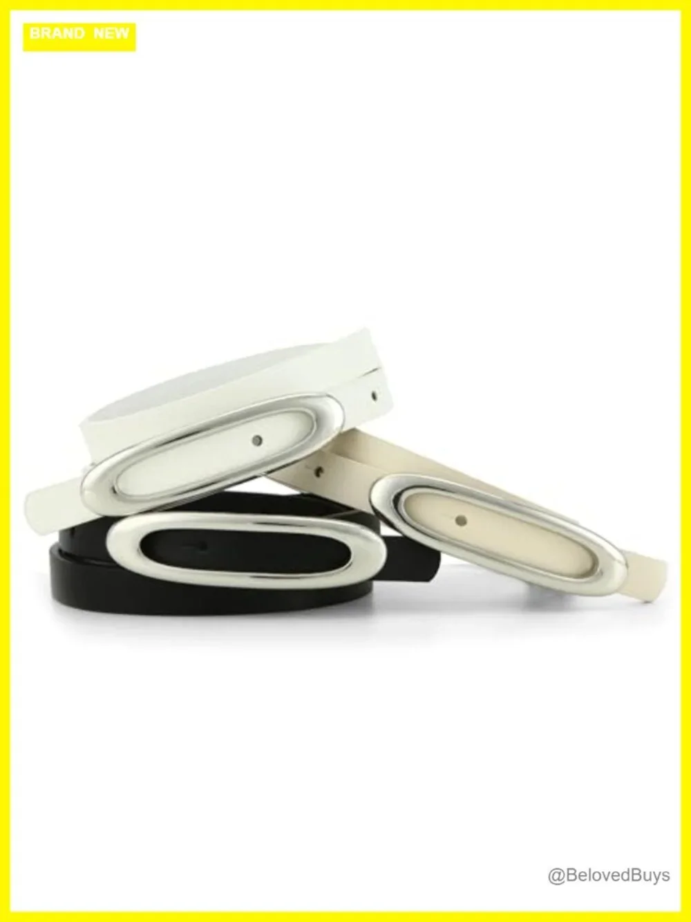 Slim Faux Leather Belt for Jeans Dresses with Silver Buckle